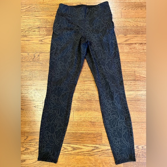 Athleta Black Floral Print Leggings Size Small Tall - Picture 1 of 4